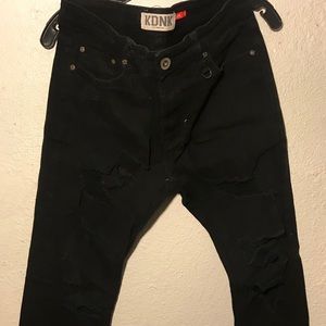 KDNK Black Distressed Skinny Jeans